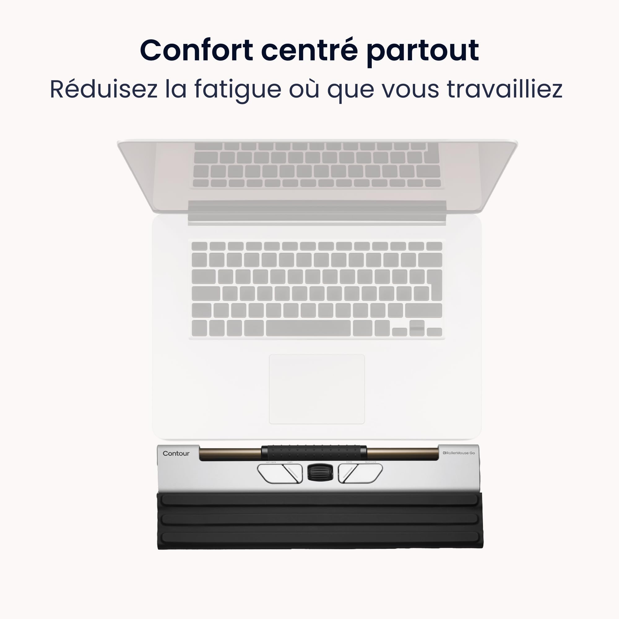 Contour RollerMouse Go – Souris Ergonomique centrée pour Le soulagement du Canal carpien | Compacte et idéale pour Les déplacements | Bluetooth et USB | Design ambidextre avec 5 Boutons