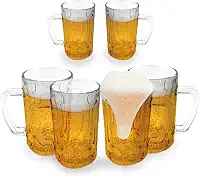 Conjunto de 6 Canecas de Chopp e cerveja em Vidro 400ml Com Al�a Resistente