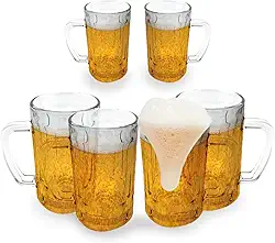 Conjunto de 6 Canecas de Chopp e cerveja em Vidro 400ml Com Alça Resistente