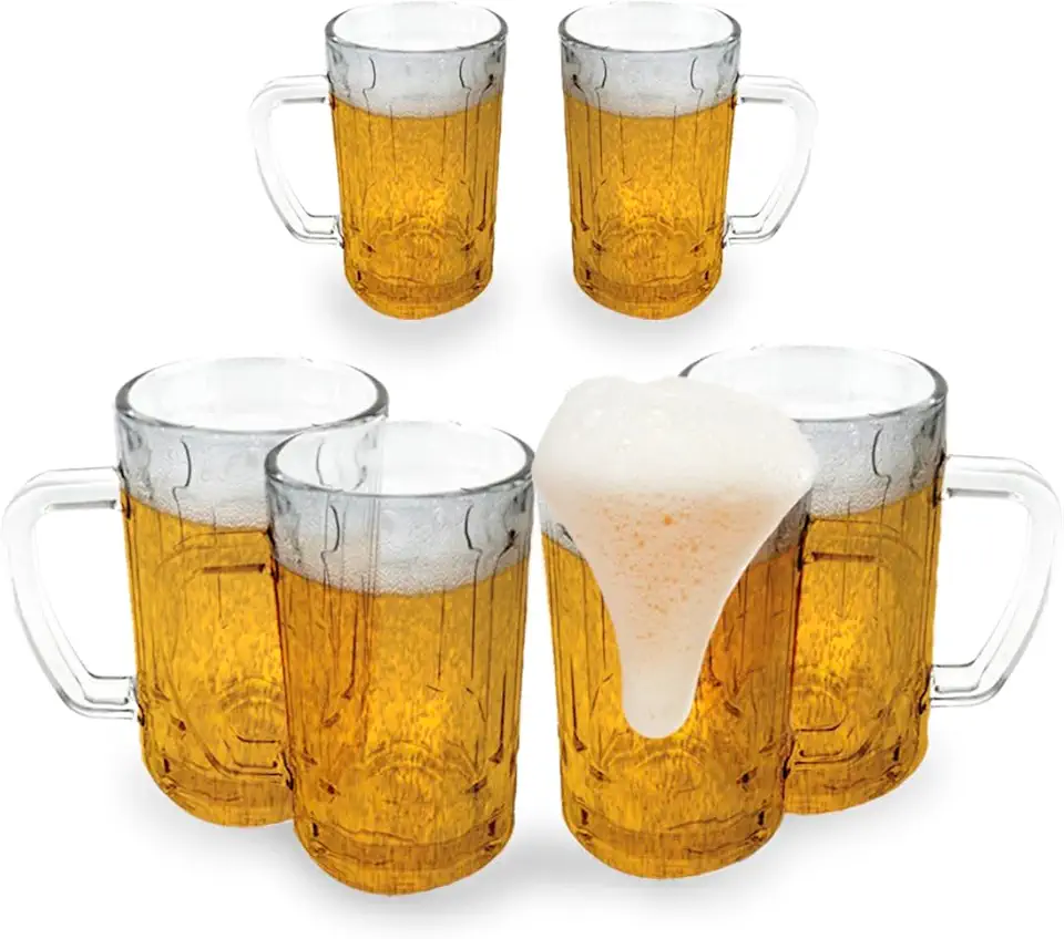 Conjunto de 6 Canecas de Chopp e cerveja em Vidro 400ml Com Al�a Resistente