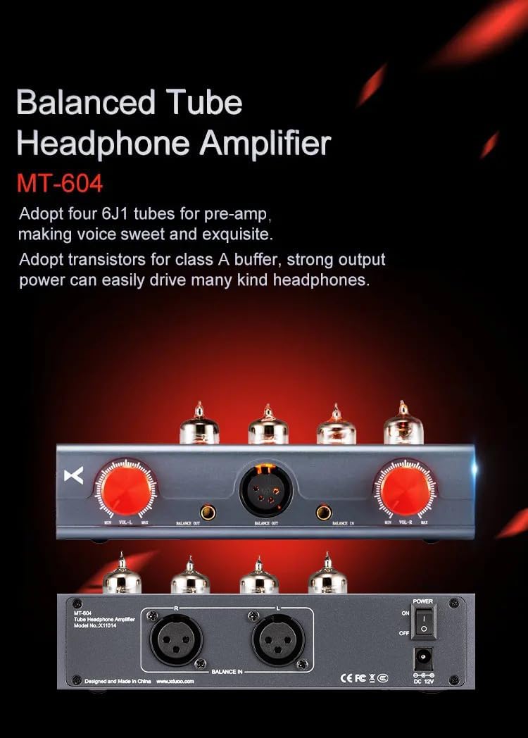 xDuoo MT-604 Balanced Tube Amplifier Headphone amp - Four 6J1 Tubes for pre-amp, Transistor for Class-A Amplifier