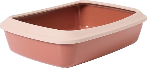 arenero Gato - Savic Iriz - Rosa - Abierto - con Borde - práctico e higiénico - 42 cm