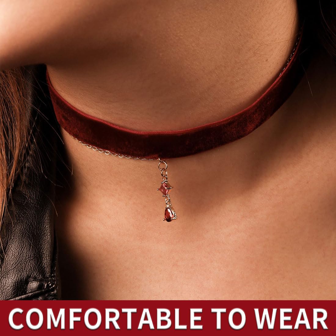 Collana Girocollo In Velluto Rosso Con Ciondolo – Regolabile, Gotica E Vintage, Per Donne E Ragazze, Accessorio Vampiro