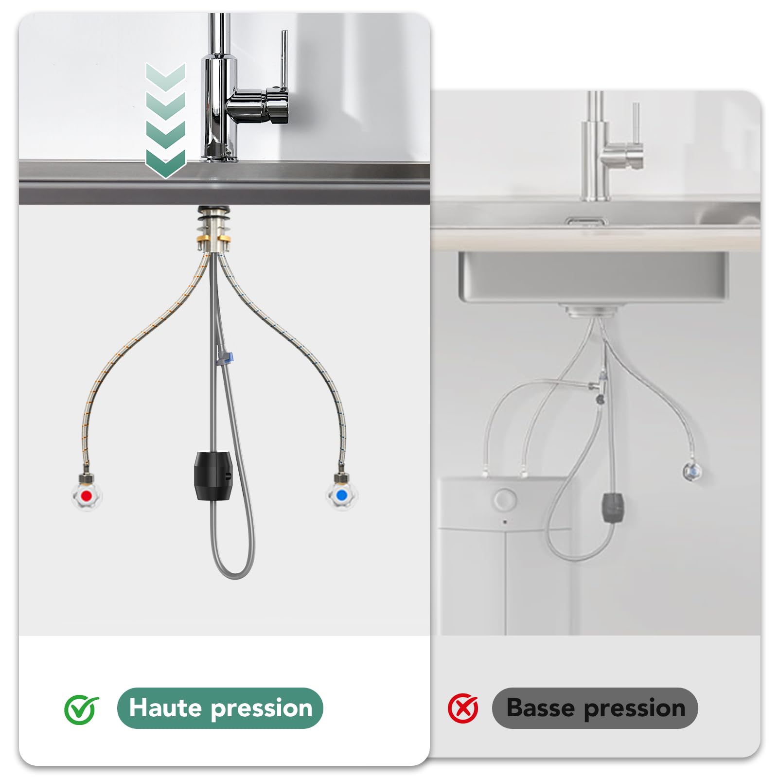 Mitigeur Cuisine Avec Douchette Extractible, Robinet D'évier Pivotant 360°, Acier Inoxydable Chrome