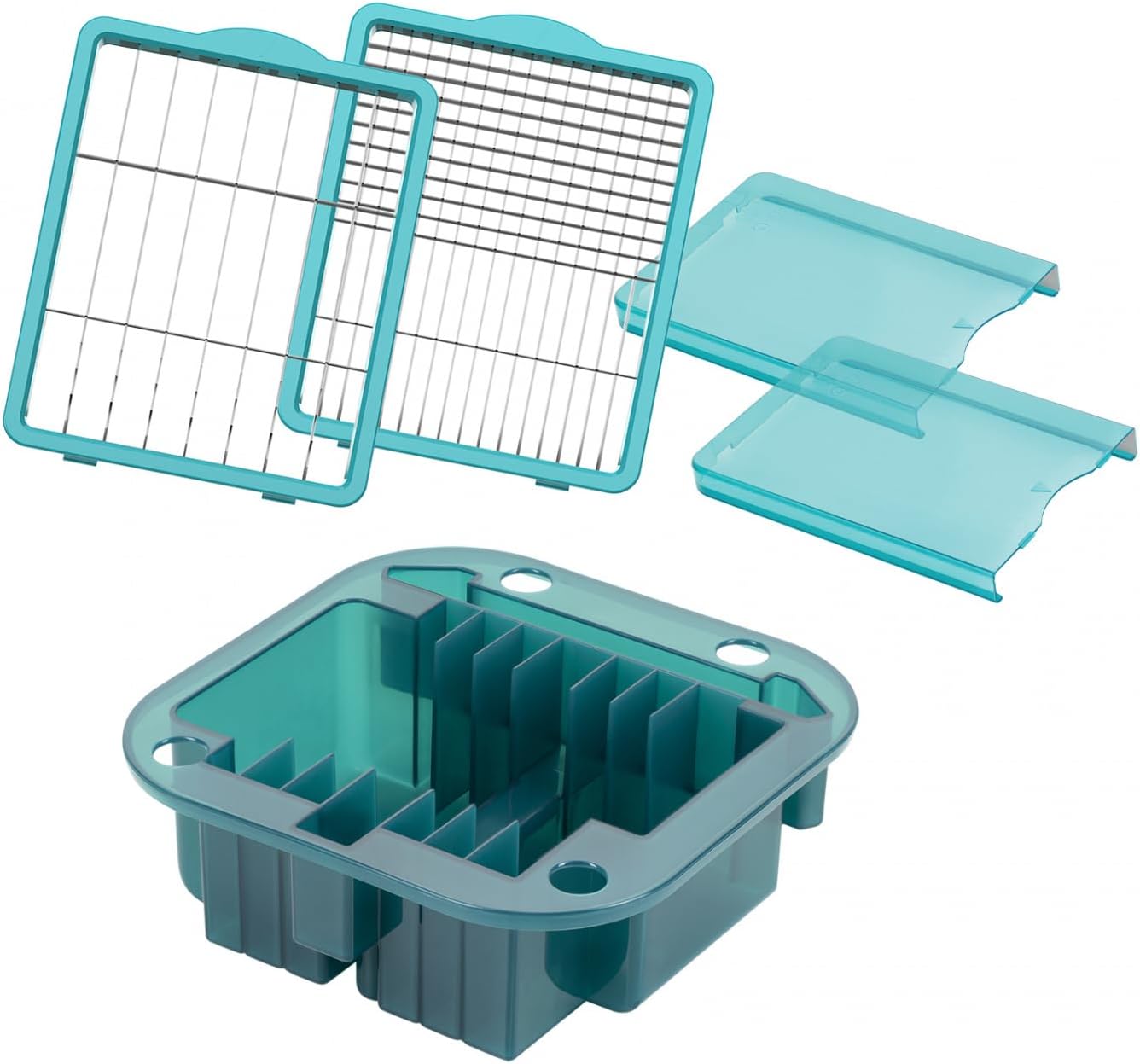 Genius Nicer Dicer Chef Professional Vegetable Cutter Accessory Set 5 Pieces Vegetable Slicer Storage Insert Knife Inserts Protection for Knife Inserts Turquoise