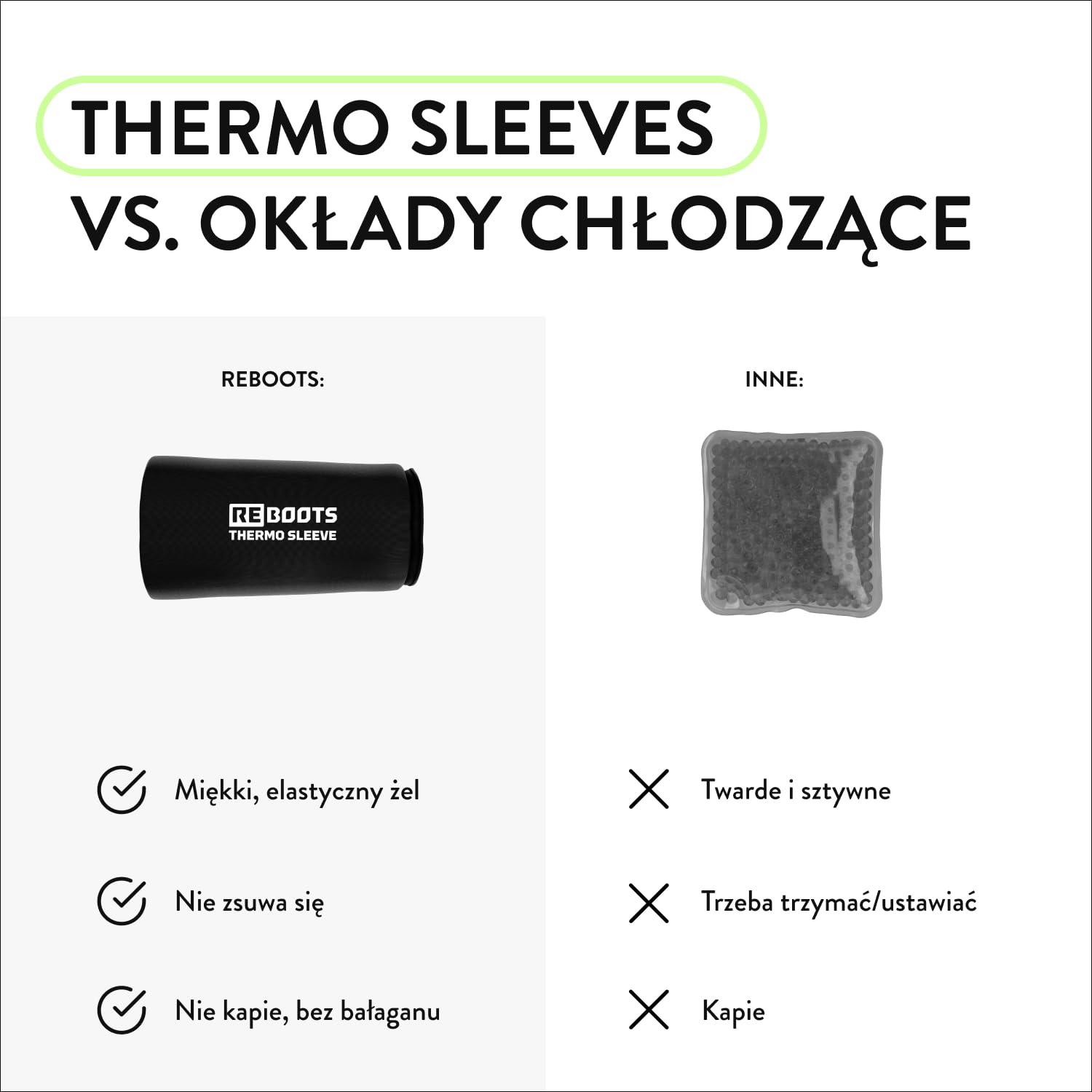 Thermo Sleeve | bandaż | terapia cieplna i zimnem | przeciwko zapaleniom | do regeneracji | podkładka rozgrzewająca i chłodząca | L