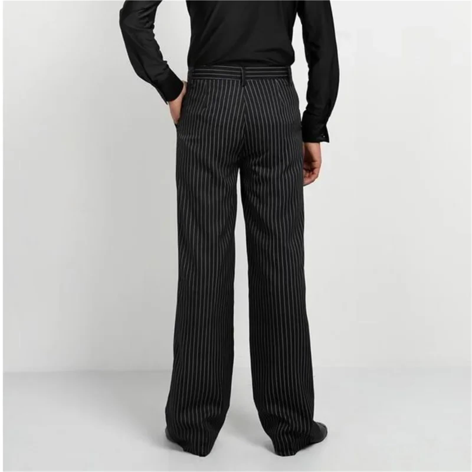 Latein Tanzhosen for Herren Herren Jungen Tanzhose Ballsaal Gestreifte for Männer Latein Kostüme Tangohose Tanzbekleidung(Waist 83cm)
