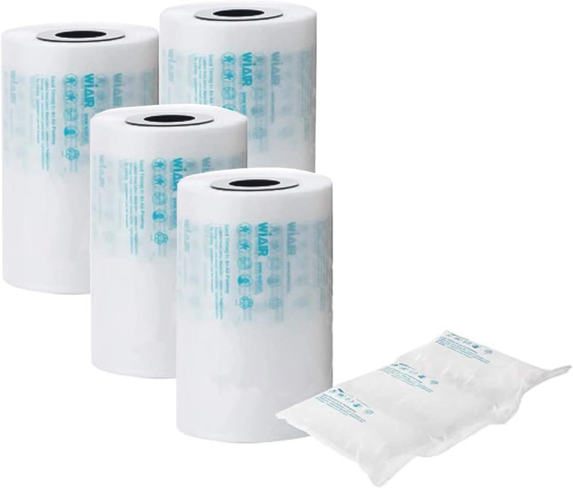 Accel Air + WiAir Single Pillow Air Packing Film | Air Pillow and Air Wrap Refill for Air Cushion Machine | 4 Rolls | 7 4/5" x 3 9/10" x 985' | 2,700 Sheets/Roll