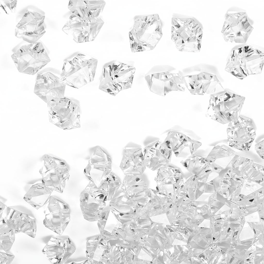 PMLAND 180 Pieces Clear Acrylic Ice Rocks โ Decorative Fake Crushed Ice Gems for Vases Wedding Centerpieces Table Scatter Crafts & Aquarium Decor