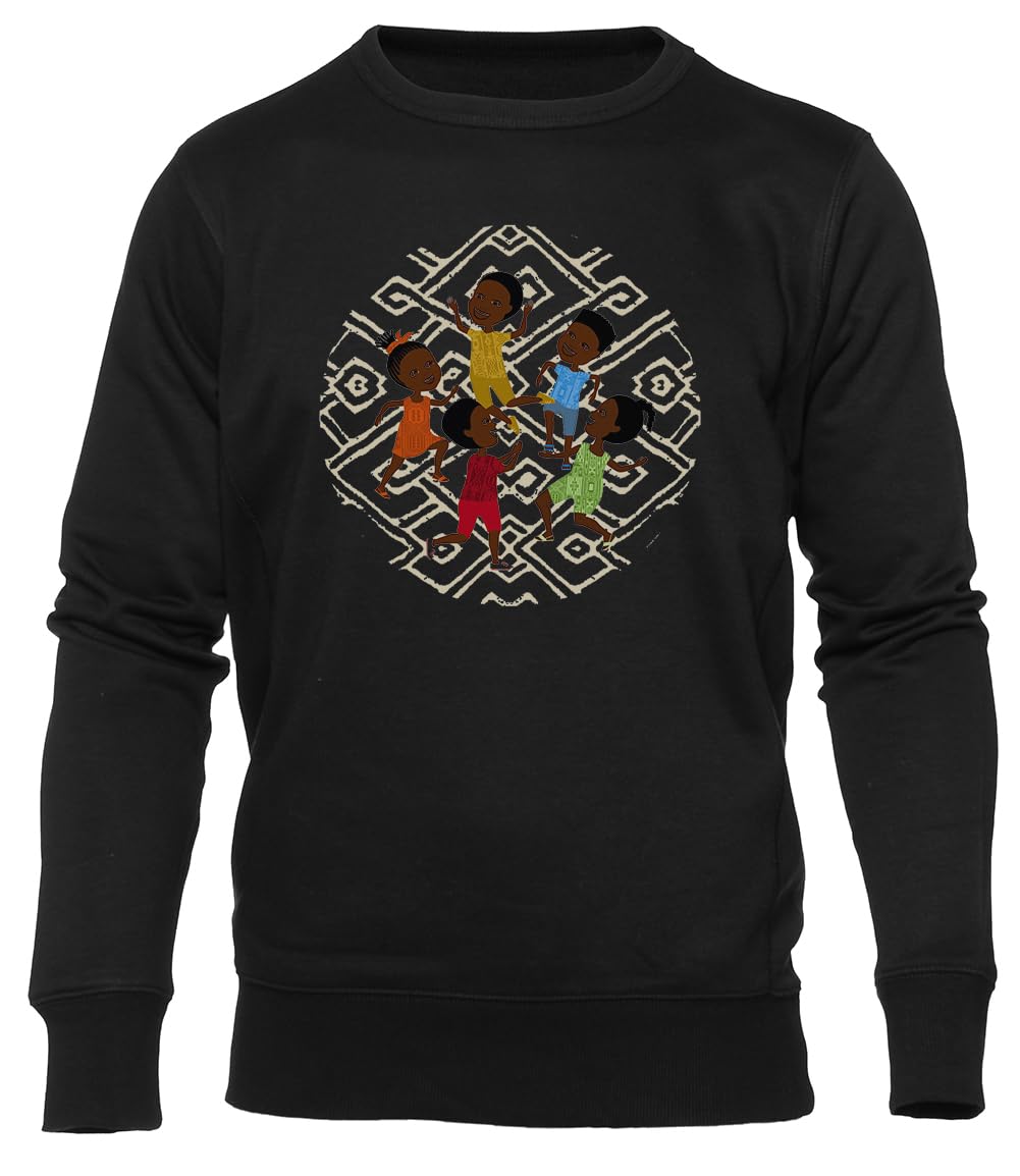 Komptiny D'afrique Czarna Bluza Unisex Z Okrągłym Dekoltem Unisex Black Sweatshirt Crewneck
