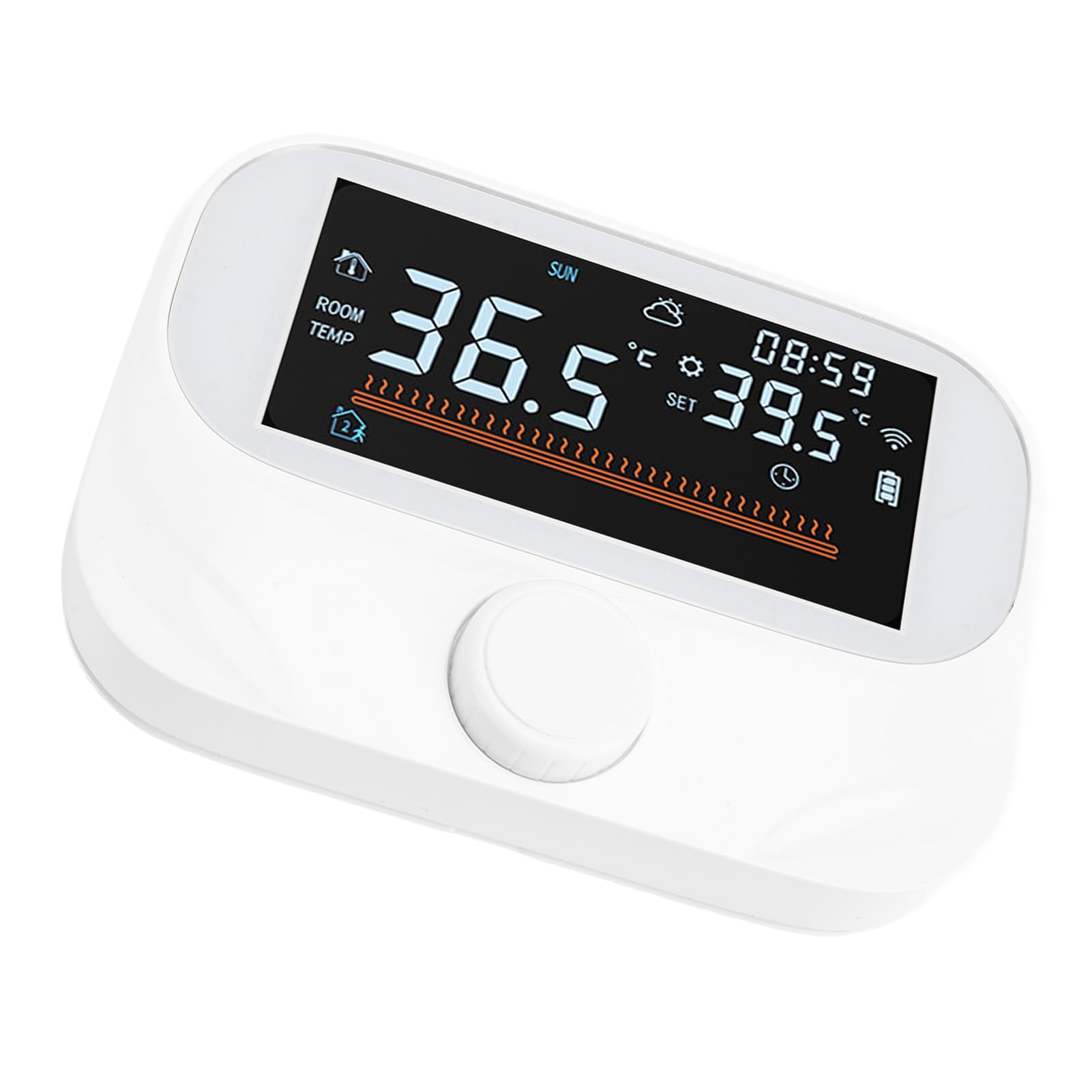 LiebeWH Inteligentny Termostat, Bezprzewodowy Programowalny Regulator Temperatury w Pomieszczeniu ABS z Wyświetlaczem LCD, Sterowanie Głosowe za pomocą Aplikacji, Energooszczędne Ogrzewanie do Użytku