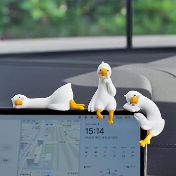 3pcs Desk Goose for Car Dashboard Decorations, Goose Funny Car Dashboards Accessories, 3D Handcrafted Mini Goose Figurine for Computer Monitor Decor, Goose Statues for Office Desk, Car Dashboard