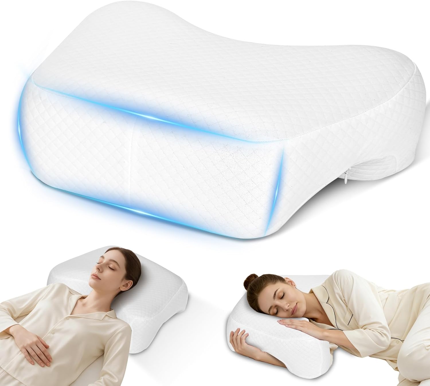 MONST Side Sleeper Pillow with Arm Hole - Memory Foam Pillow for Shoulder Pain Relief, Fits Side, Back & Stomach Sleepers, Pressure-Free Comfort, Ergonomic Multi-Angle Support, White