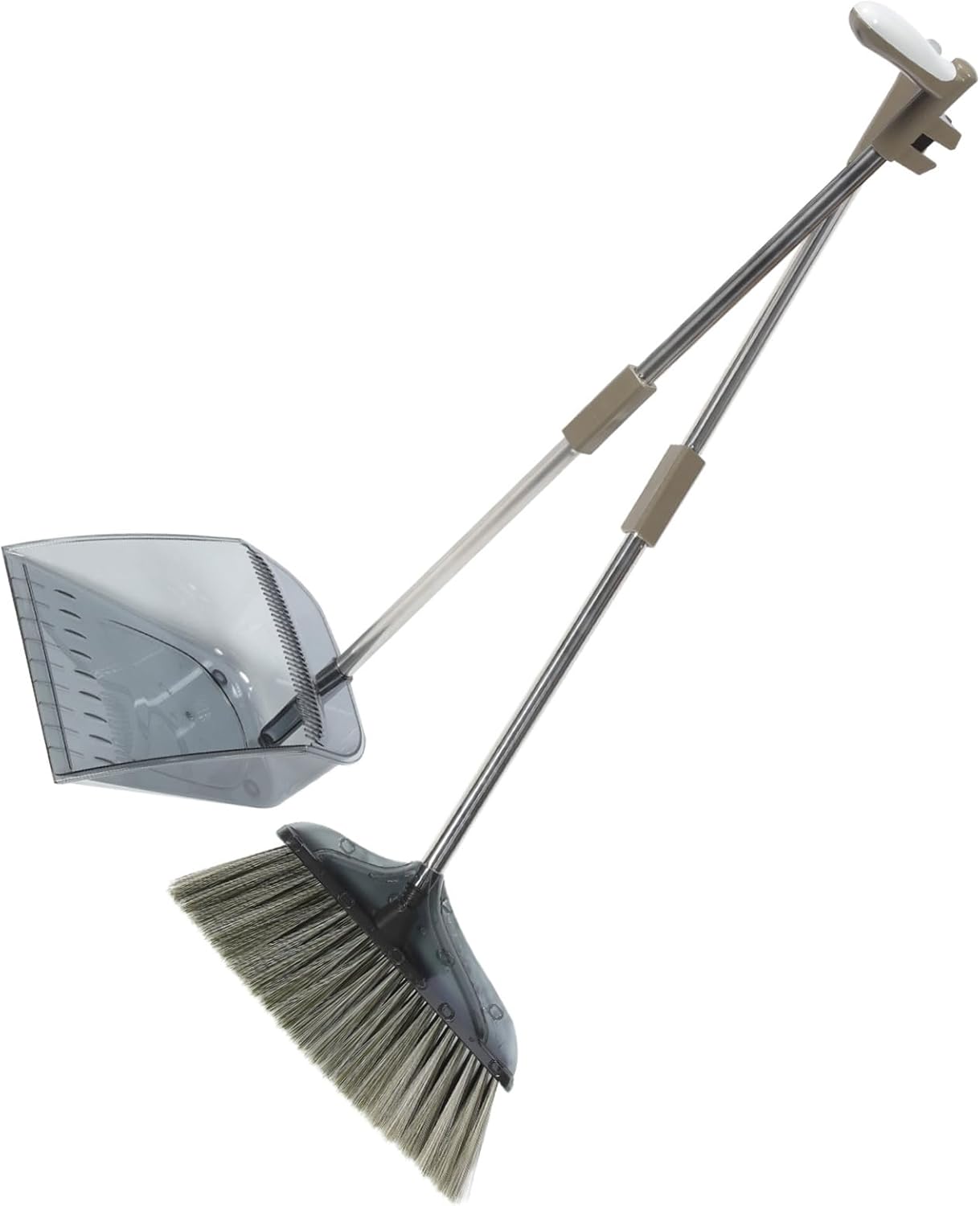 minkissy Broom Dustpan Set for Home Cleaning Lightweight Soft Bristle Broom with Sturdy Dustpan Floor Cleaning Tool for Easy Housework and Convenient Storage Gray