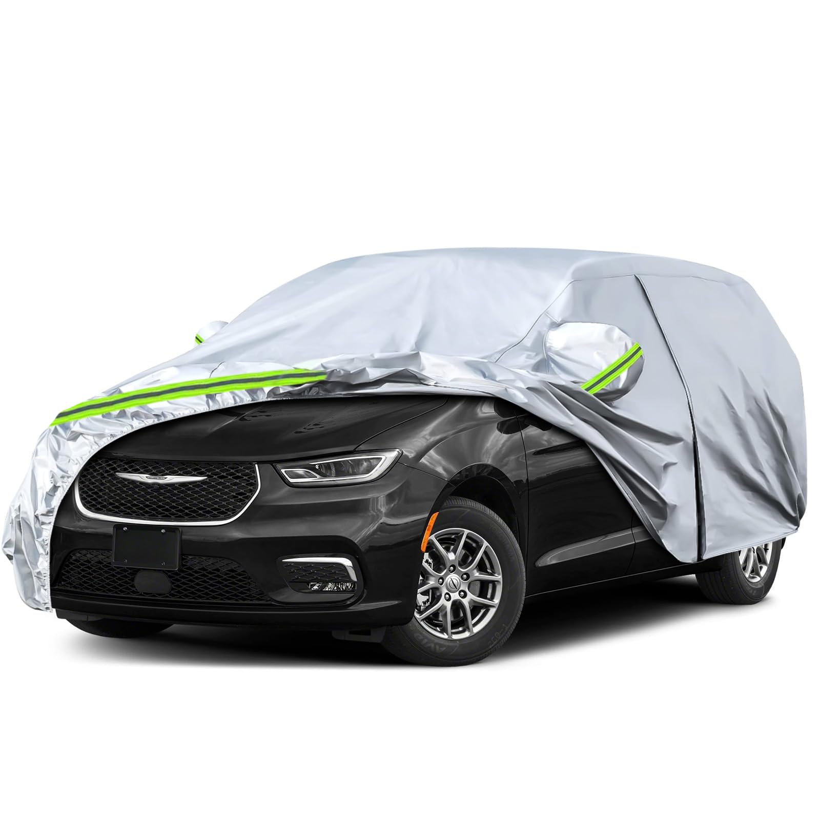 Waterproof Car Covers Compatible with 2008–2016 Chrysler Town &amp; Country and 2016-2025 Chrysler Pacifica, 6 Layers Silver Car Cover for Snow Rain Dust Protection