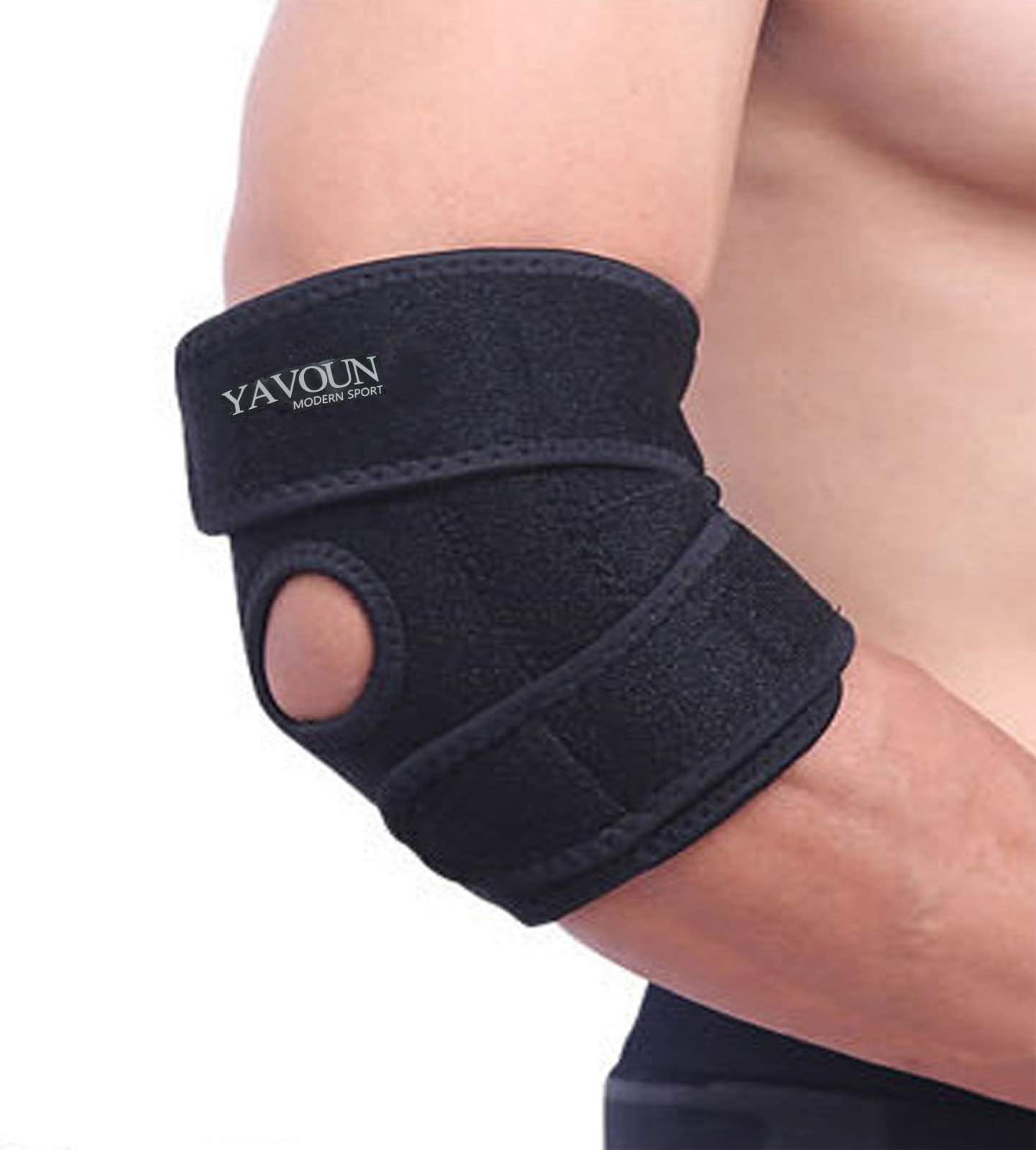 Elbow Brace, Adjustable Tennis Elbow Support Brace, Great For Sprained Elbows, Tendonitis, Arthritis, basketball, Baseball, Golfer's Elbow Provides Support & Ease Pains (Black)