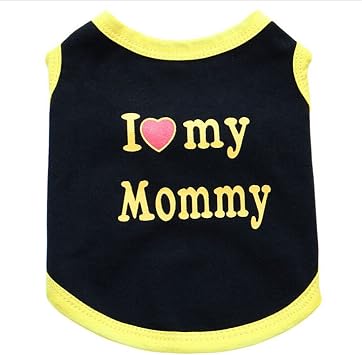 Pet Dog T-Shirt I Love My Daddy Mommy Vest Gift Costume Clothes for Small Puppy Cat Kitten Yorkshire Chihuahua Poodle Teacup Terrier Rabbit Baby Dogs XS, Yellow-M
