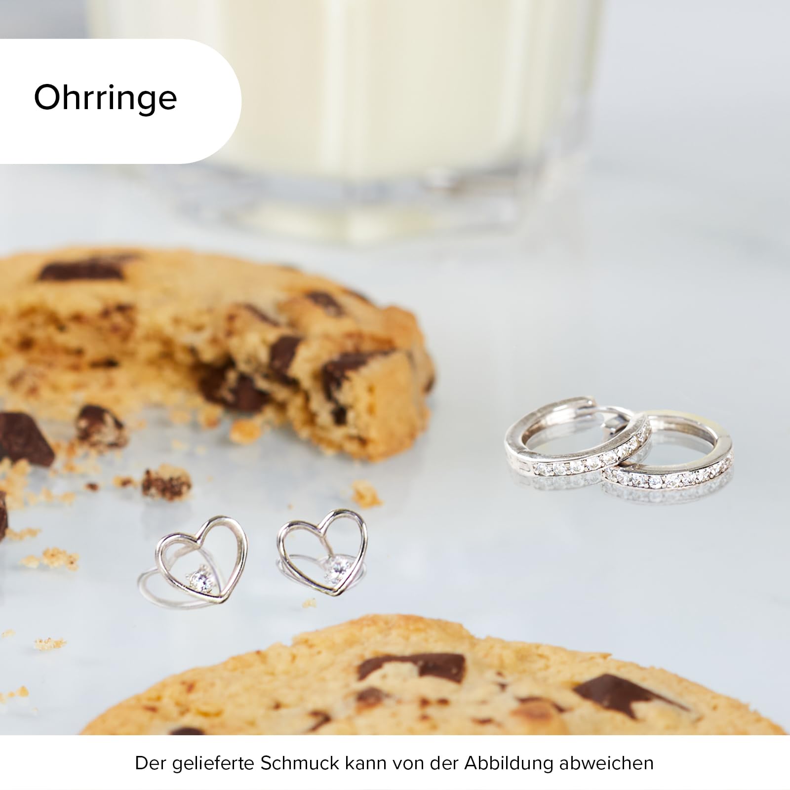 JuwelKerze Cookies & Cream Ohrringe Silber - Schmuckkerze 80 Std - große Duftkerze mit Orientalischem Duft - beige Kerze mit Schmuck Überraschung als - Geschenke für Frauen, Geburtstag