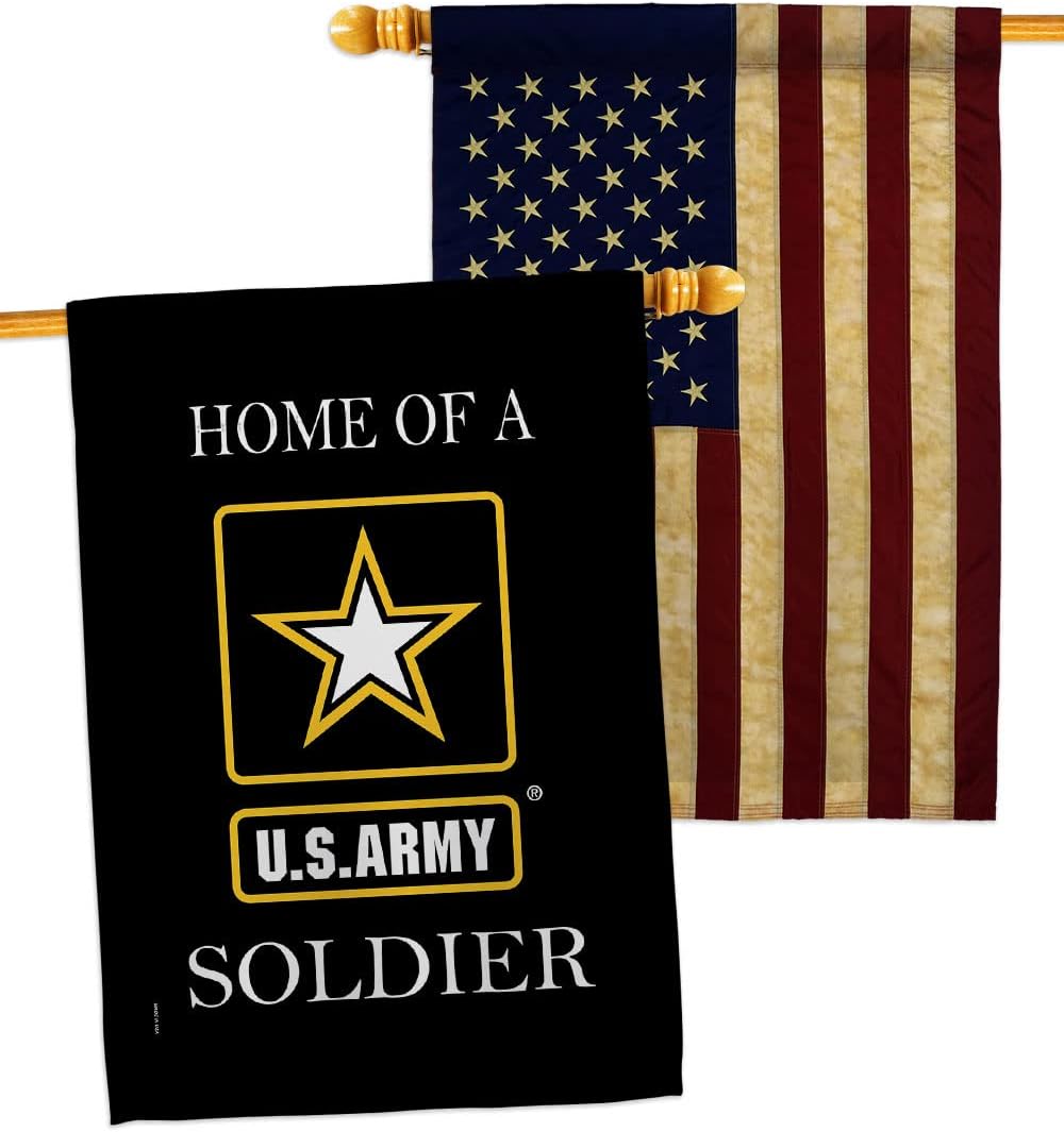 US Army Army Soldier House Flag Pack Armed Forces Rangers United State American Military Veteran Retire Official Vintage Applique Banner Small Garden Yard Lawn Proch, 28 x 40 inch, Made in USA