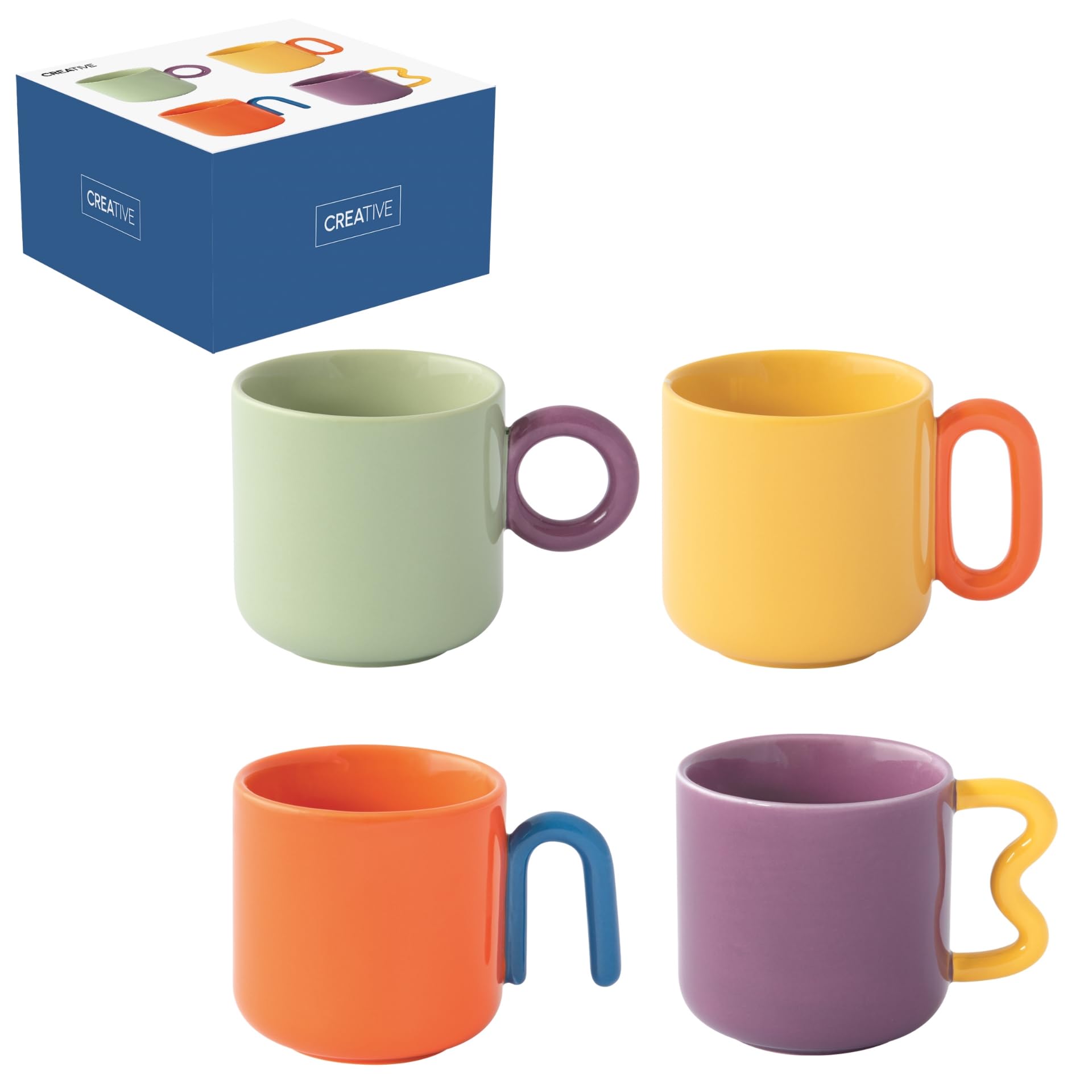 Easy Life - Juego de 4 tazas de 35 cl, de porcelana creativa de color