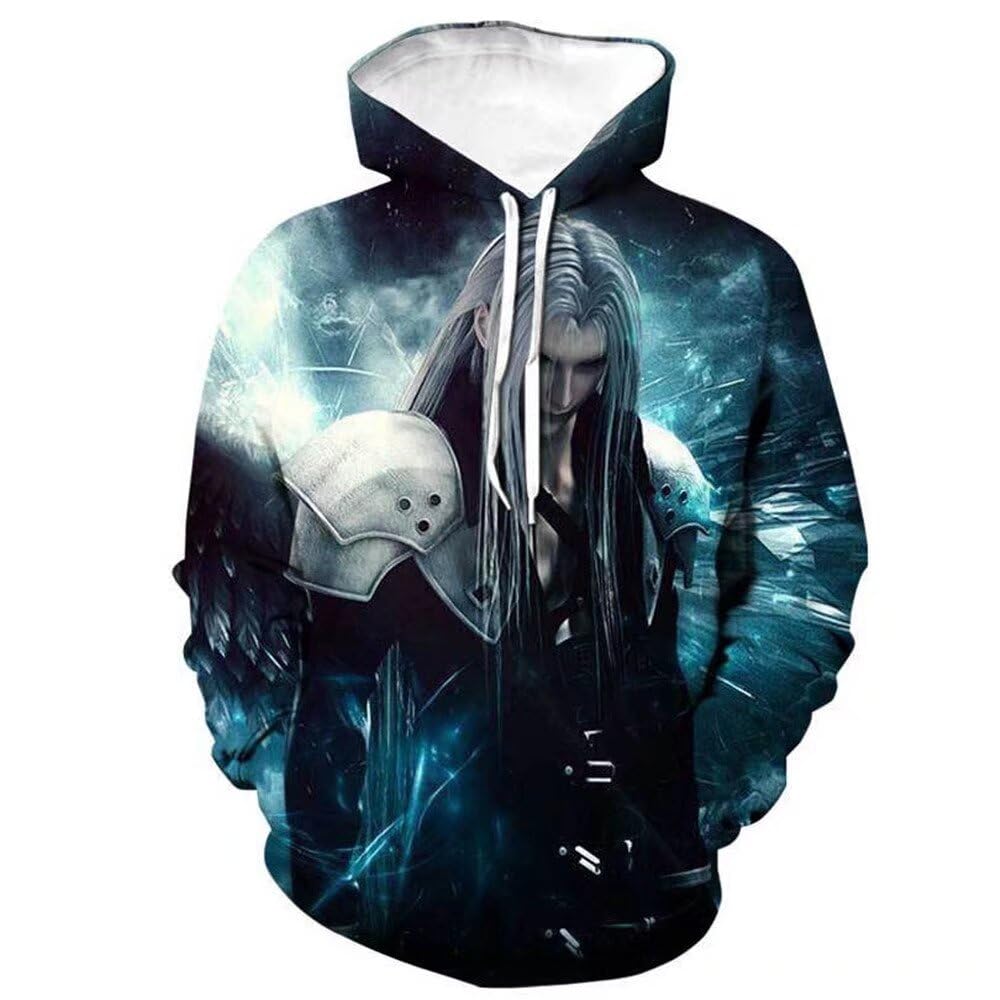 Chloblom Unisex Color 4 Cloud Strife Hoodie Sephiroth Cosplay Costume Novelty Sweatshirt, Xxl