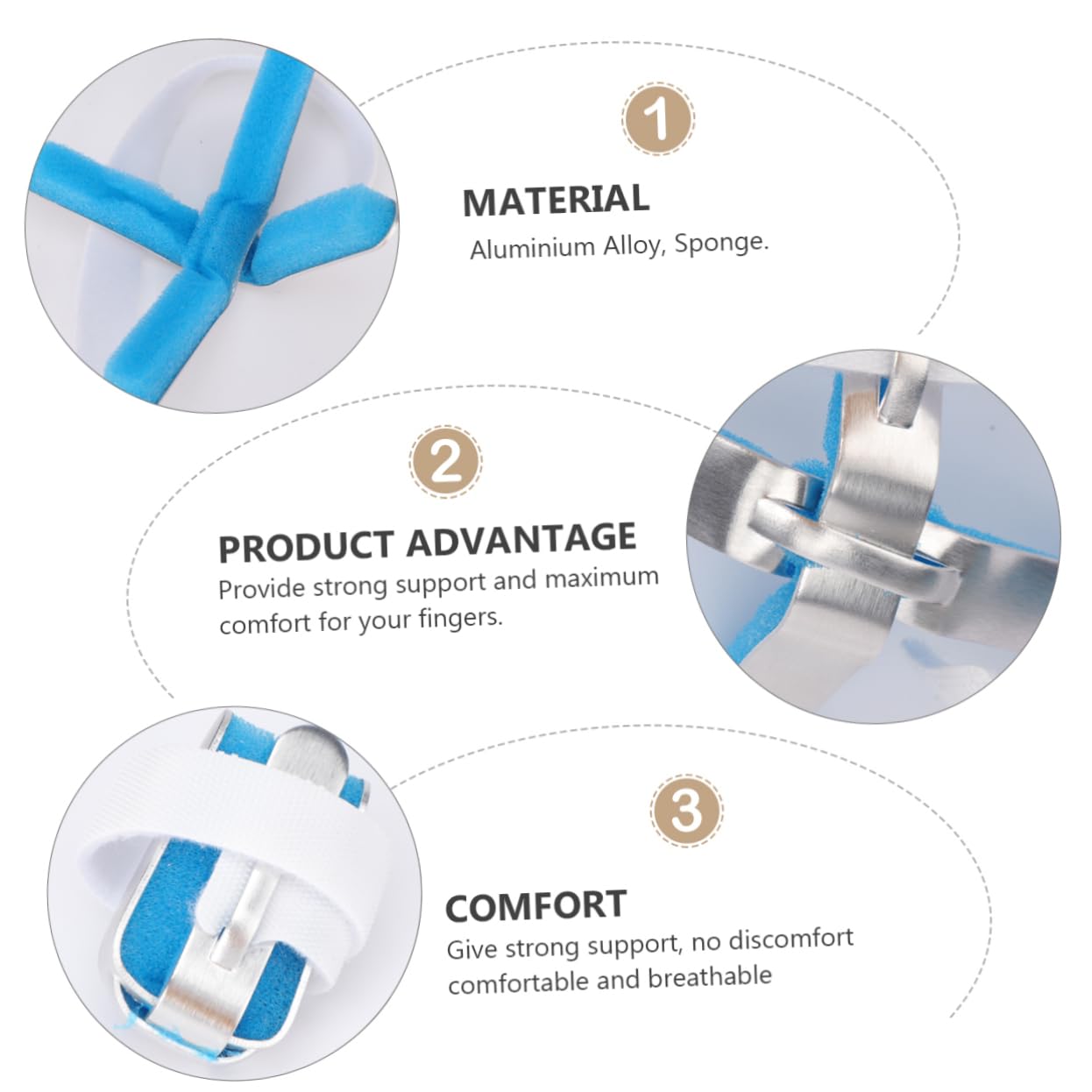 Finger Fixing Splint 3Pcs Aluminum Alloy Sponge Support Brace