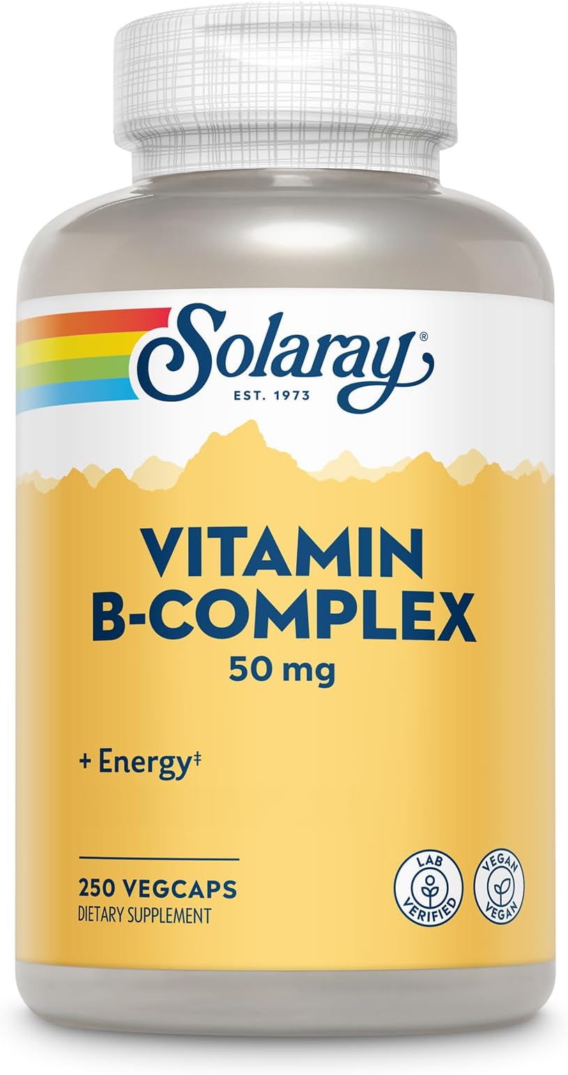 Vitamin B Complex 50 mg - Cellular Energy Vitamins - Metabolism and Nerve Health Support with Vitamin B12, Vitamin B1, B6, Niacin, Folic Acid, Biotin and Other B Vitamins - Vegan, 250 VegCaps
