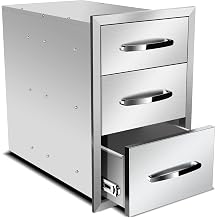 14''W x 21''H x 21''D Stainless Steel Outdoor Kitchen Drawers, Flush Mount BBQ Drawer for Outdoor Kitchen Island or Pitao Grill Station