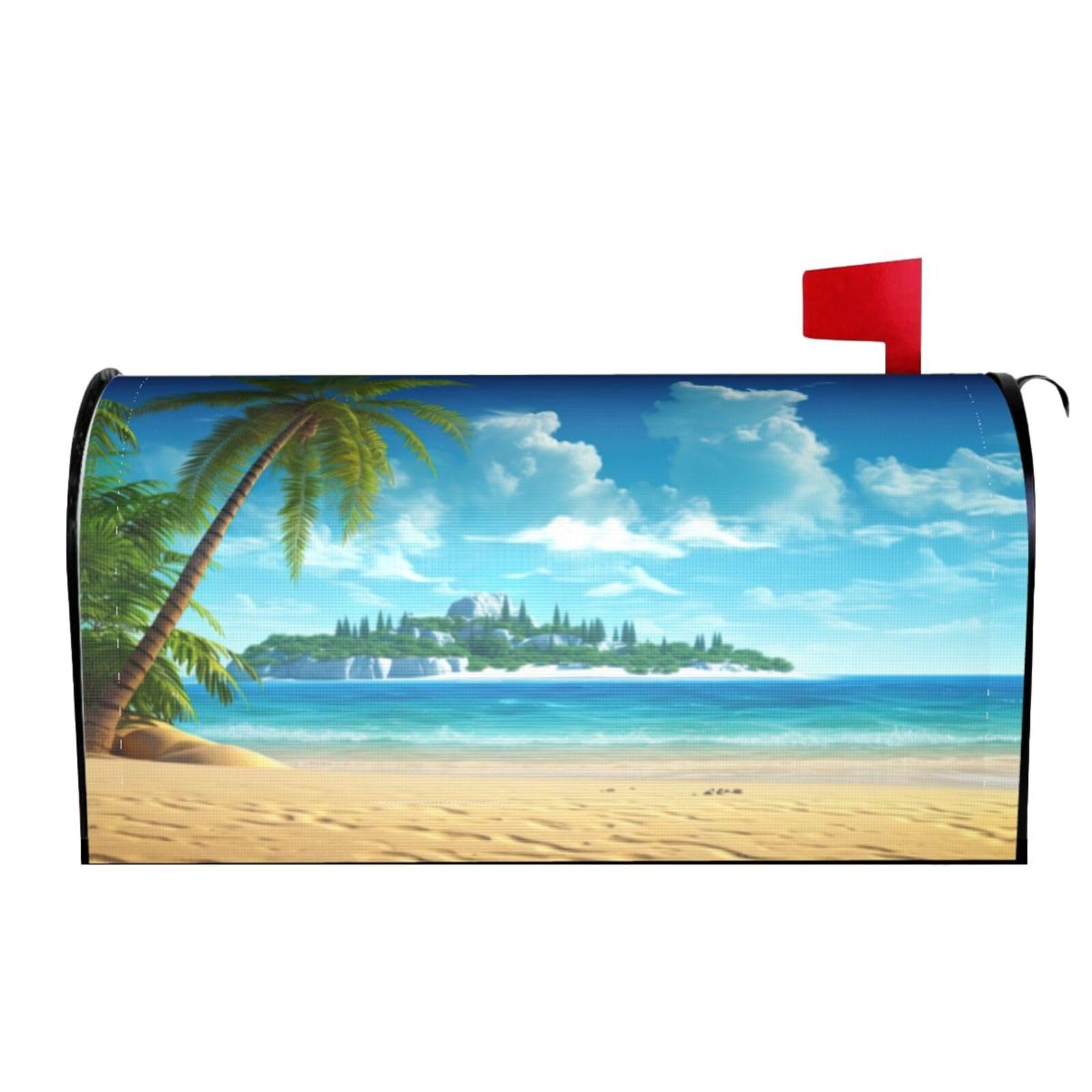 Summer Beach Palm Trees 01 Mailbox Covers Magnetic Wraps Post Letter Box Cover Garden Home Decor