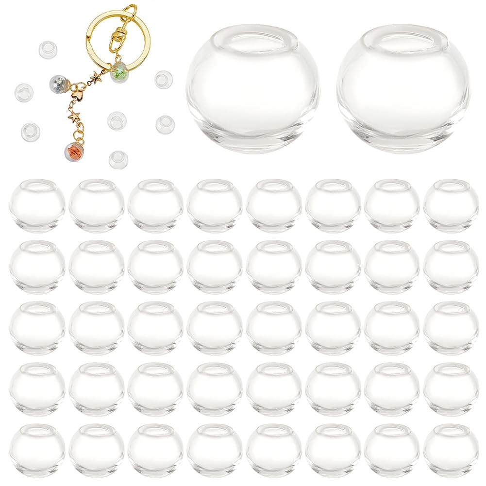 PH PandaHall 200Pcs 10mm Mini Glass Globe Bottle Small Empty Ball Wish Glass Ball, Clear Glass Globe Charms Crystal Craft Ball for Pendant Charms Earring Necklace Jewellery Craft Making