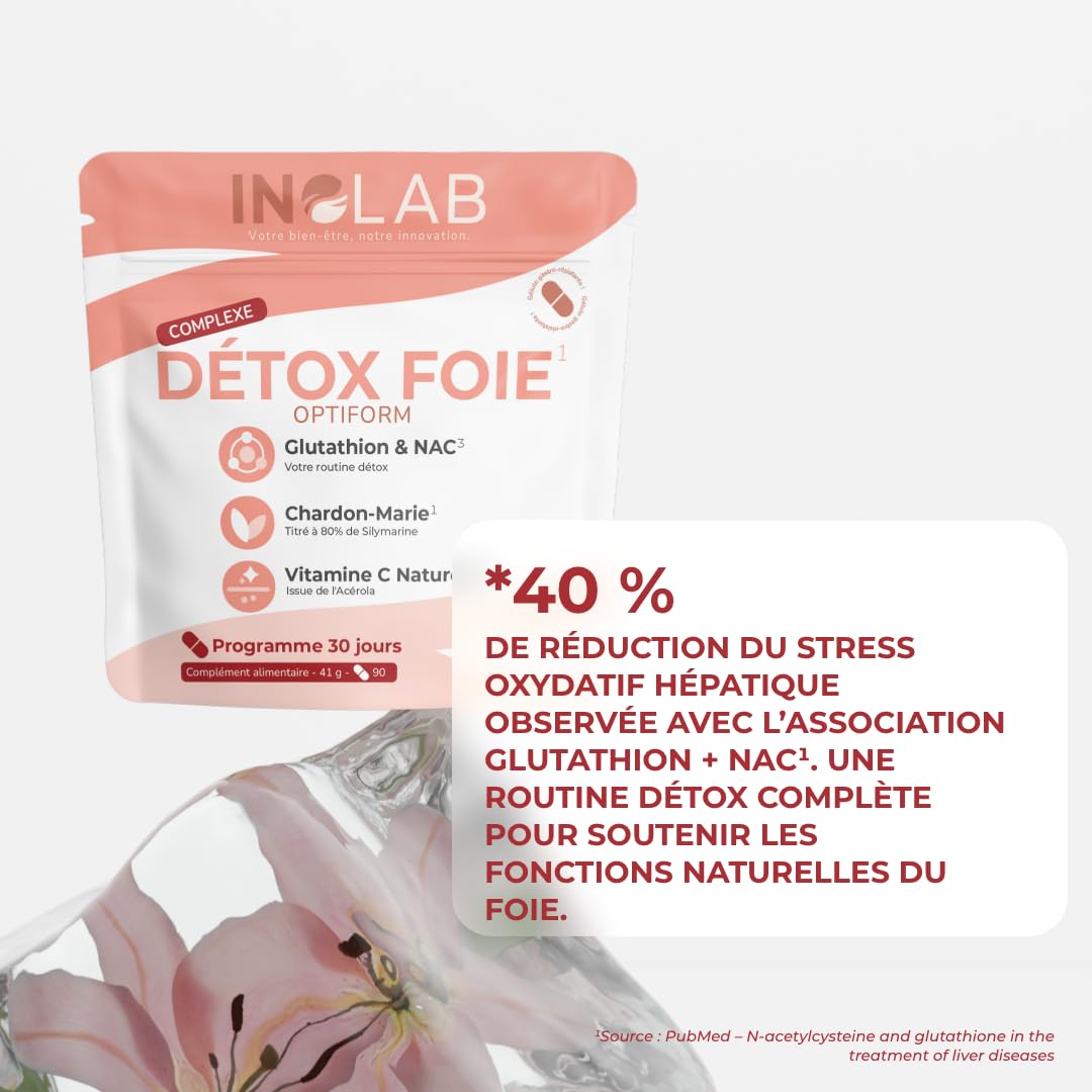 INOLAB Glutathion NAC Chardon Marie Acérola I Detox Immunité | N-acetyl-cysteine Glutathione à fermentation Naturelle I Gélule GASTRO RESISTANTE Assimilation optimisée I Détox Antioxydant
