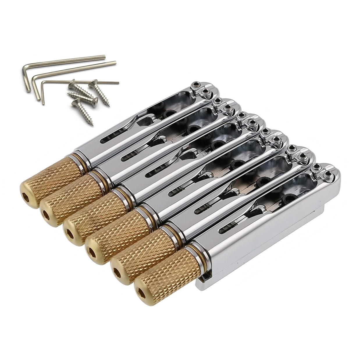 Grobo Cordal De Puente De Guitarra Eléctrica Sin Cabeza De 6 Cuerdas De 10,5 Mm, Dispositivo De Bloqueo De Cuerda Fija De Guitarra, Plateado