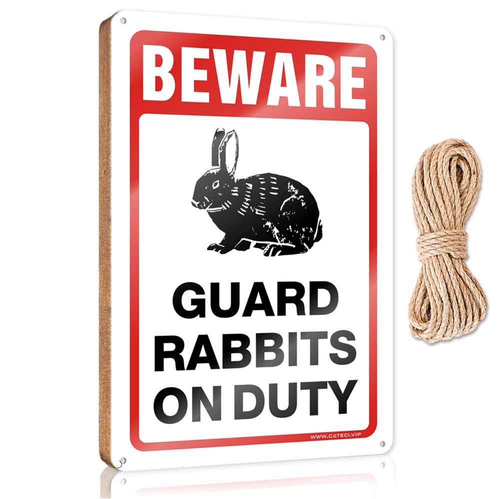 Wooden Hanging Wall Sign Beware! Guard Rabbits On Duty Wooden Sign(15X28CM)