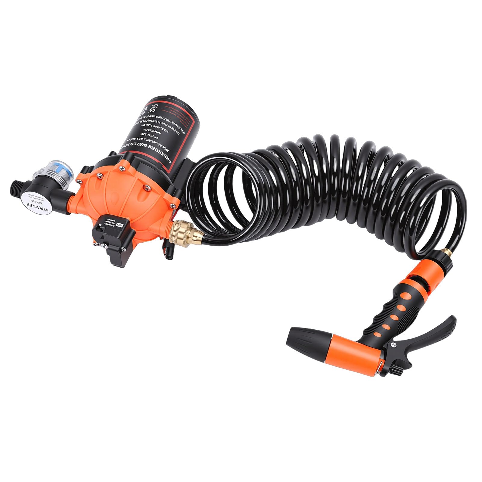 KUIDAMOS Zestaw Pompy do Mycia Pokładu Wydajny 7,5 GPM 80 PSI Wbudowany Filtr do Przyczep Kempingowych do łodzi RV Marine Spray Travel