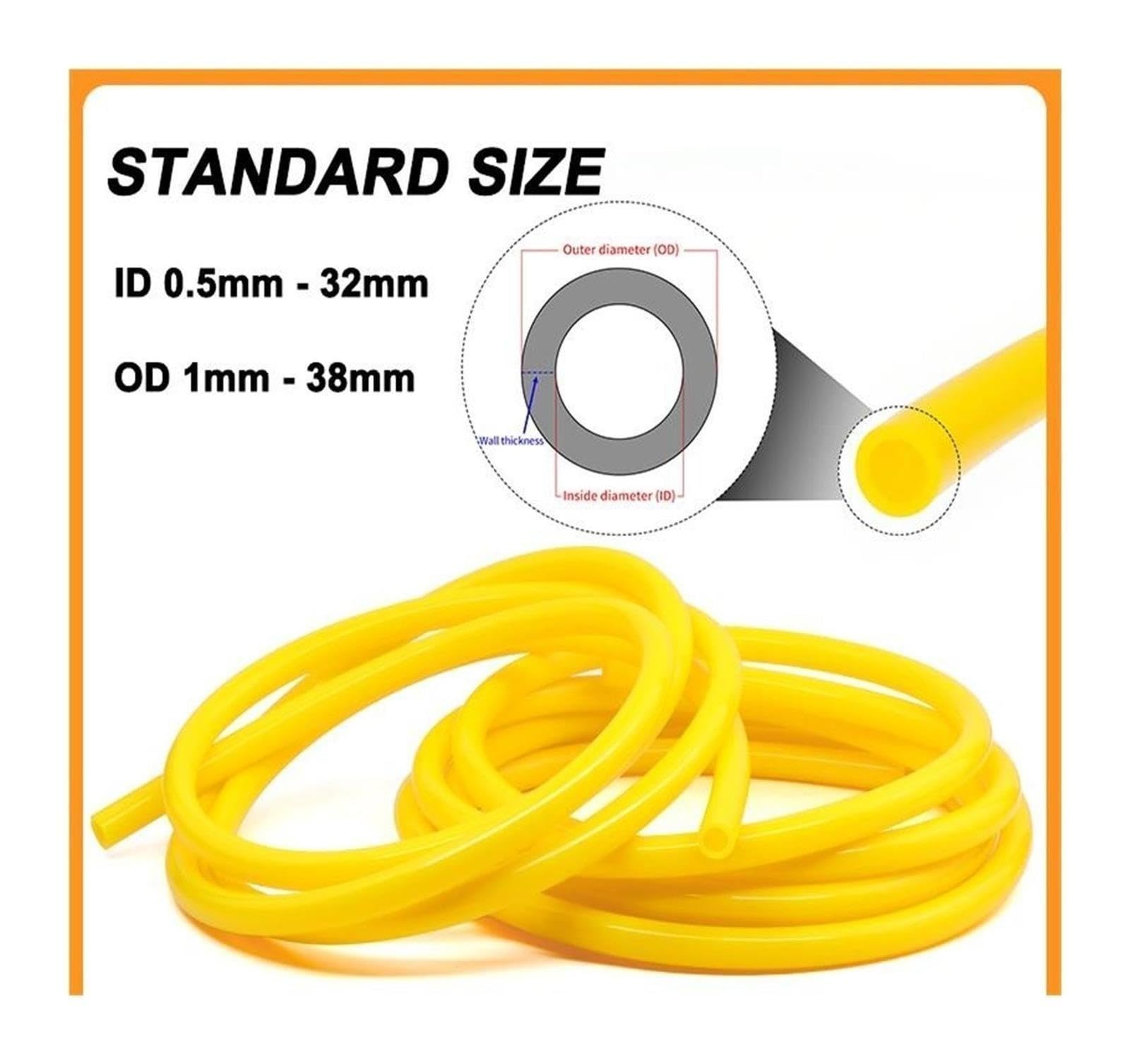 Yellow Silicone Tube 2mm ~ 14mm Flexible Pipe