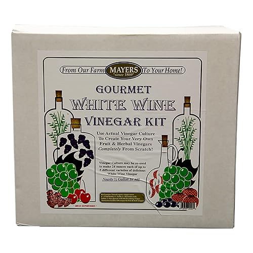Crea tu propio kit de vinagre de vino blanco a base de hierbas y frutas, incluye cultivos de vinagre natural, jarra de medio galón y botellas más