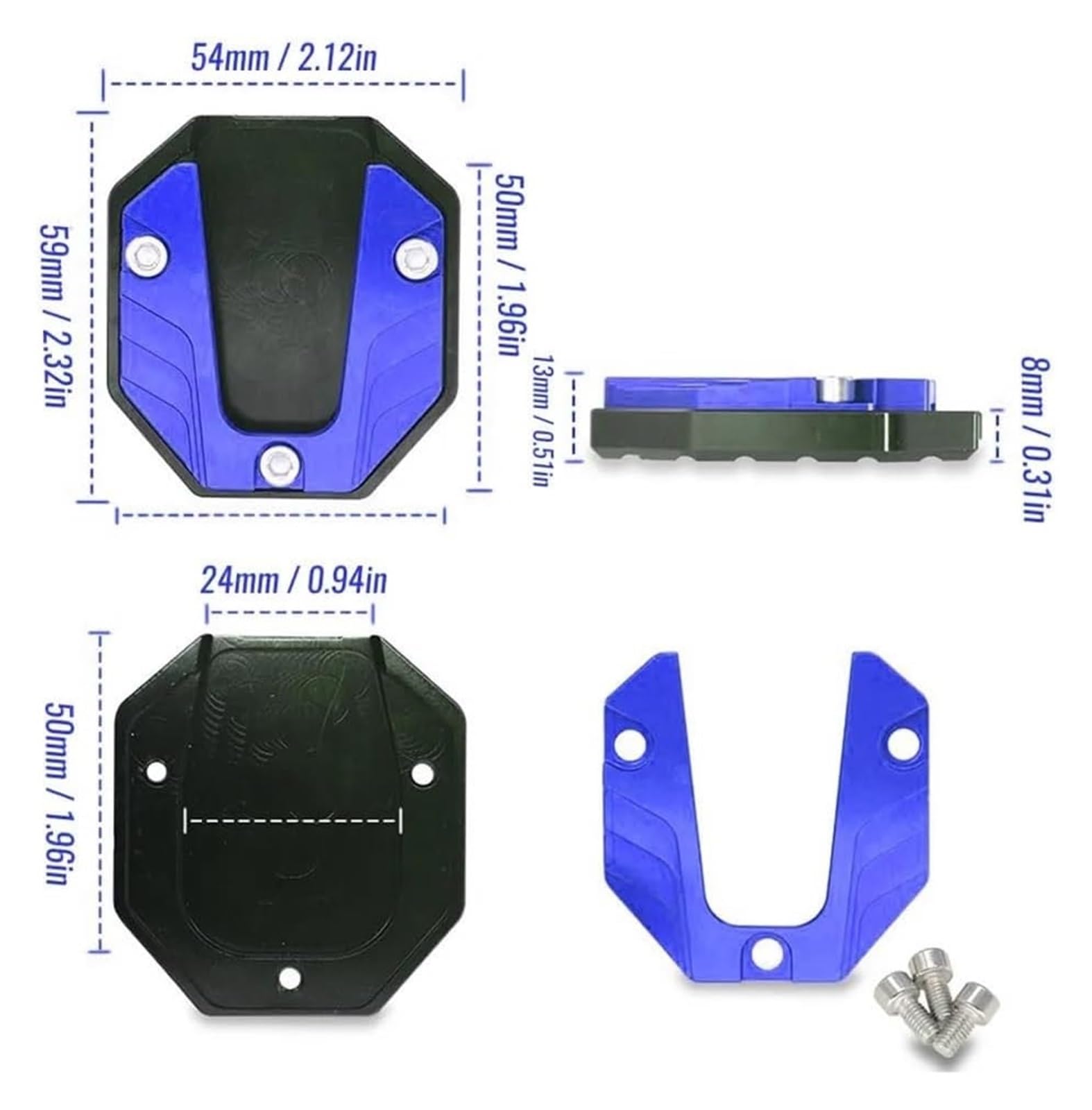 Motorrad Vergrößerungspad Universal Motorrad Bikes Kickstand Extender Fuß Seite Stehen Erweiterung Fuß Pad Unterstützung Platte Motorrad Zubehör Stützplatte(11)