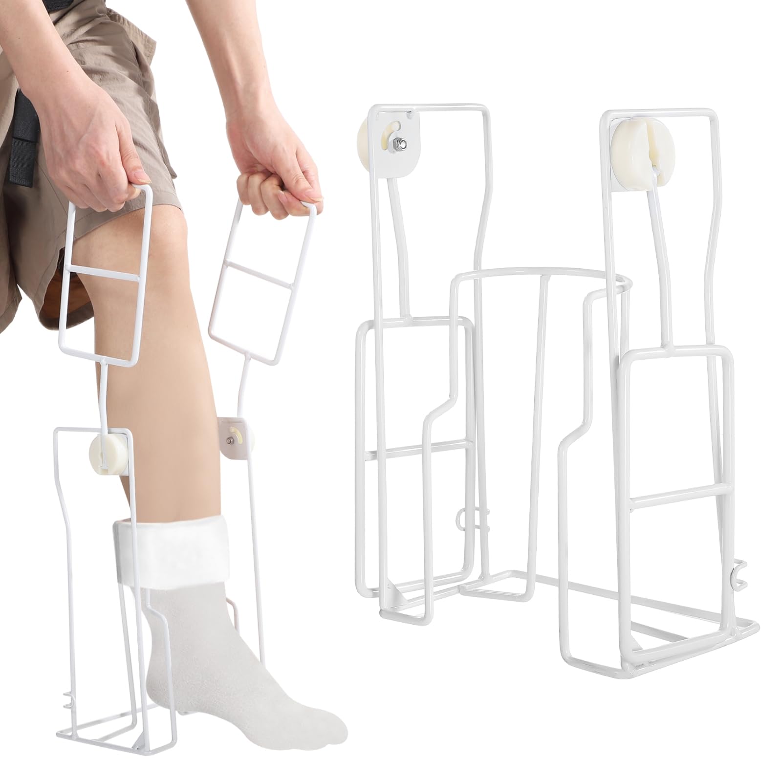 Ayuda de herramientas, calcetín para calcetines, fácil de usar, ayuda de dispositivo con mango plegable, para personas mayores, movilidad limitada, apósito adaptativo, ajuste de