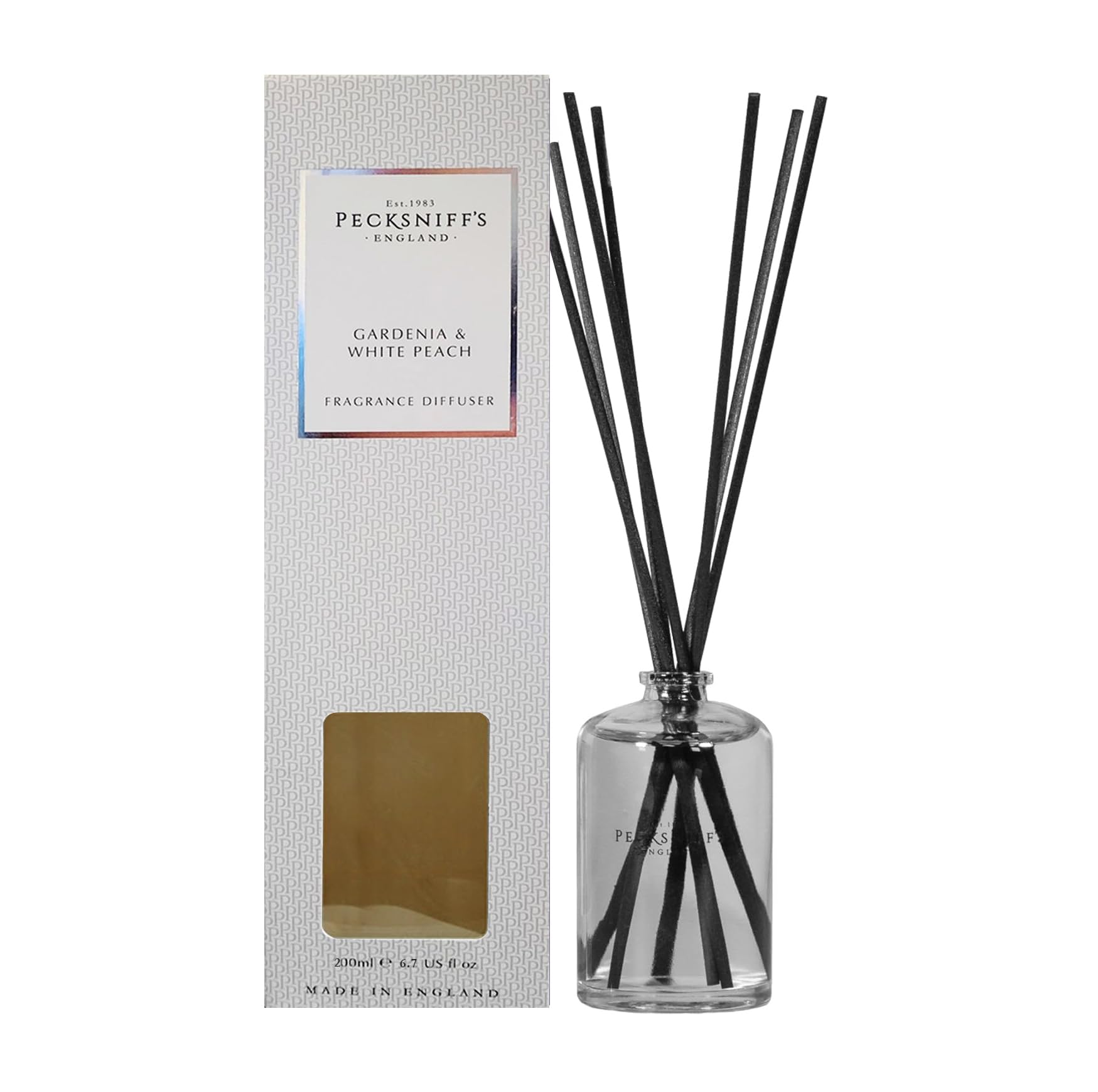 Pecksniff's Gardenia and White Peach Fragrance Diffuser Bonus Size 200 ml/6.7 Fl Oz