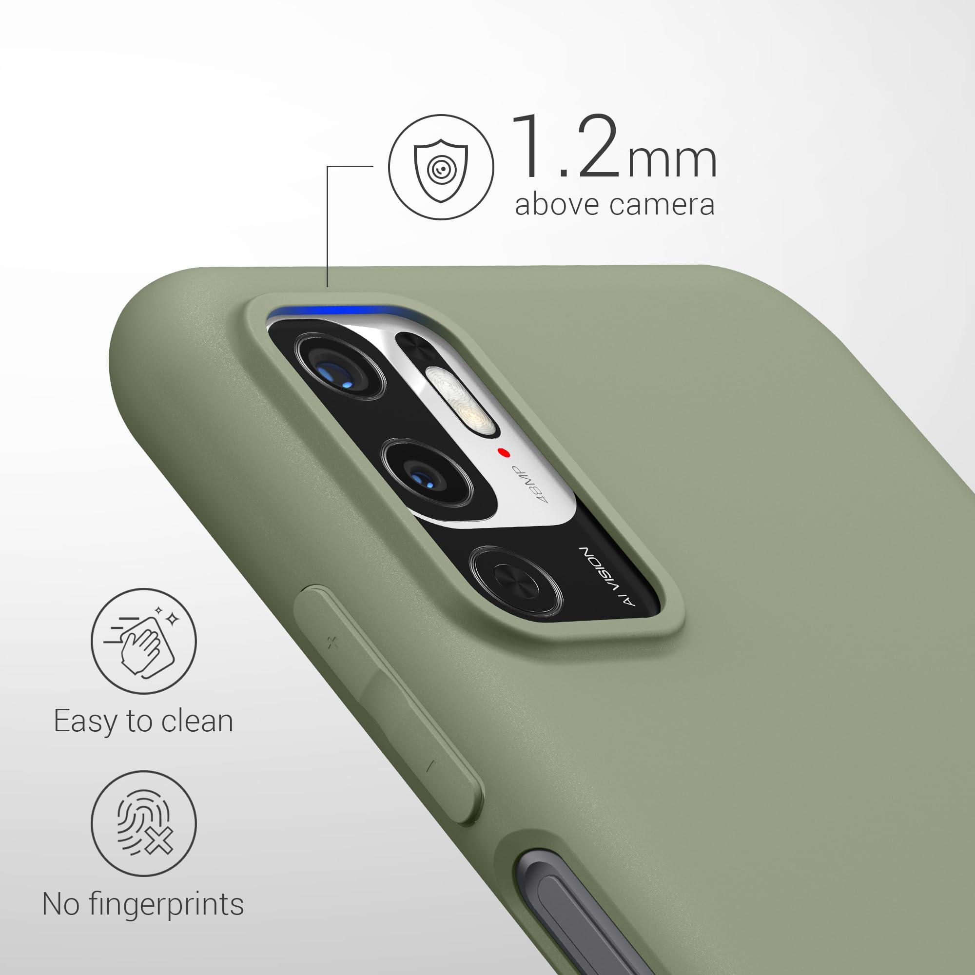 kwmobile Case for Xiaomi Redmi Note 10 5G Case - Soft Cover - Shockproof TPU Material - Wireless Charging - Gray Green - Image 3