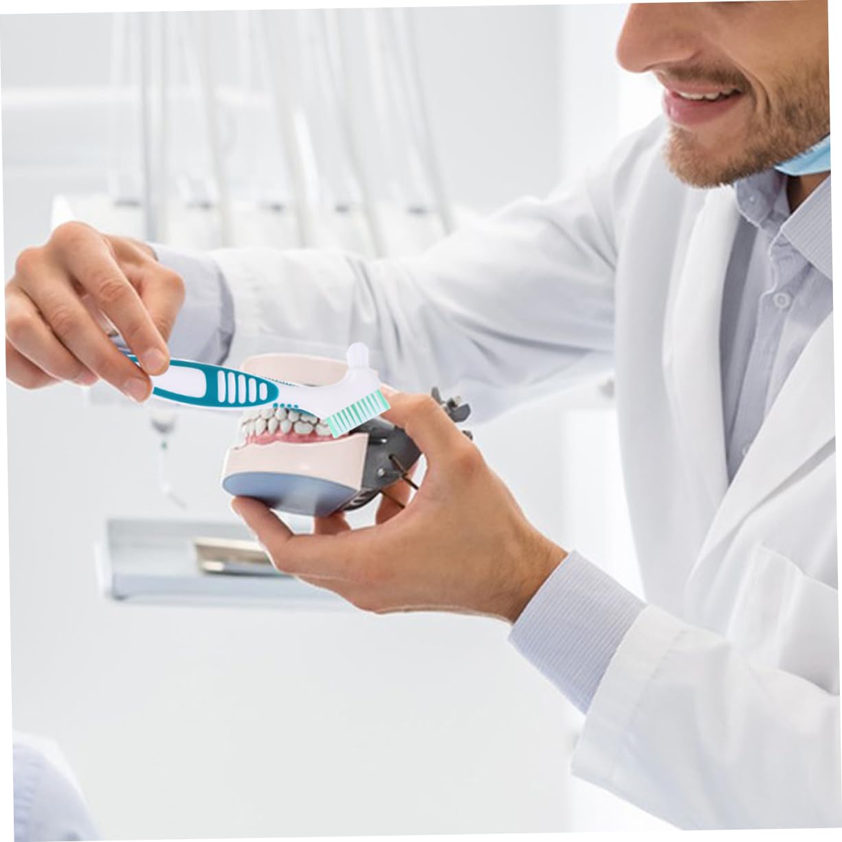 Baluue 20pezzi Spazzolini Per Pulizia Protesi Spazzola Doppia Faccia Con Manico Ergonomico Antiscivolo Perfetta Per Igiene e Manutenzione Denti Finti