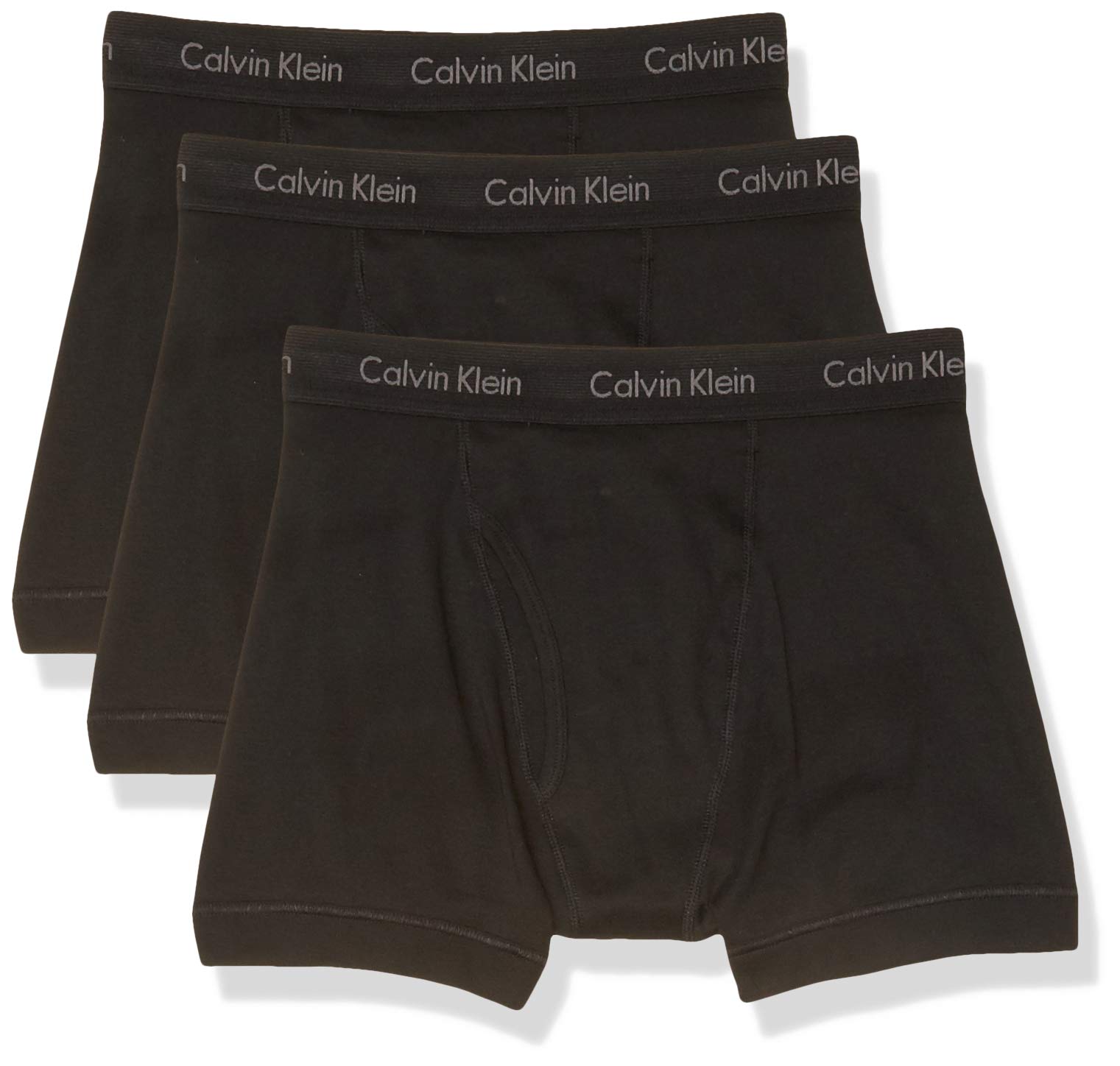 Calvin Klein Mens Underwear 3 Pack 100 Cotton Classics Boxer Briefs Black Size Large