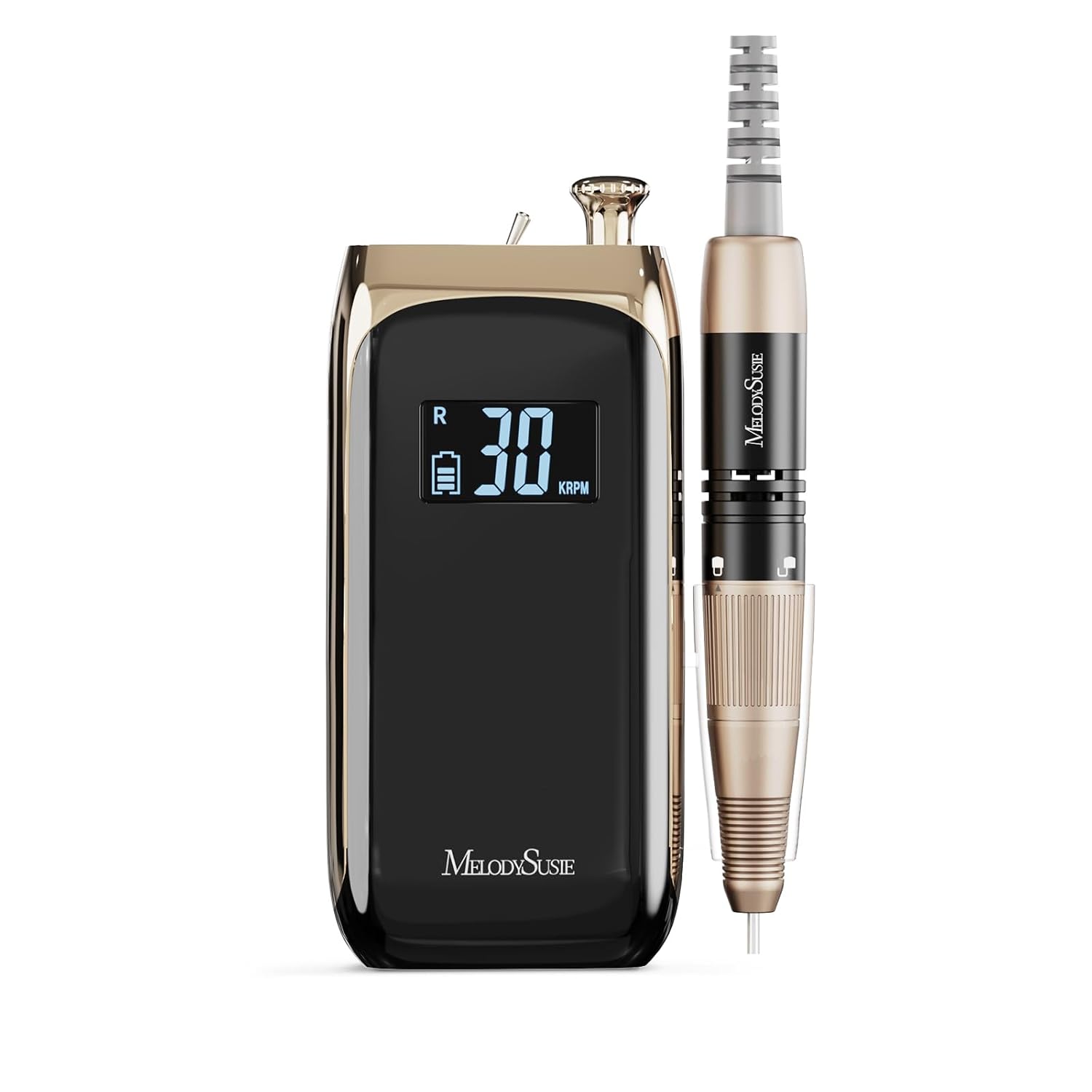 MelodySusie Entry-Level Clip-On Vintage-Style Nail Drill, SC320C 30000RPM Rechargeable E-File for All Manicure Shaping & Gel Removal, Perfect for Training, Nail Art Practice & Home Use