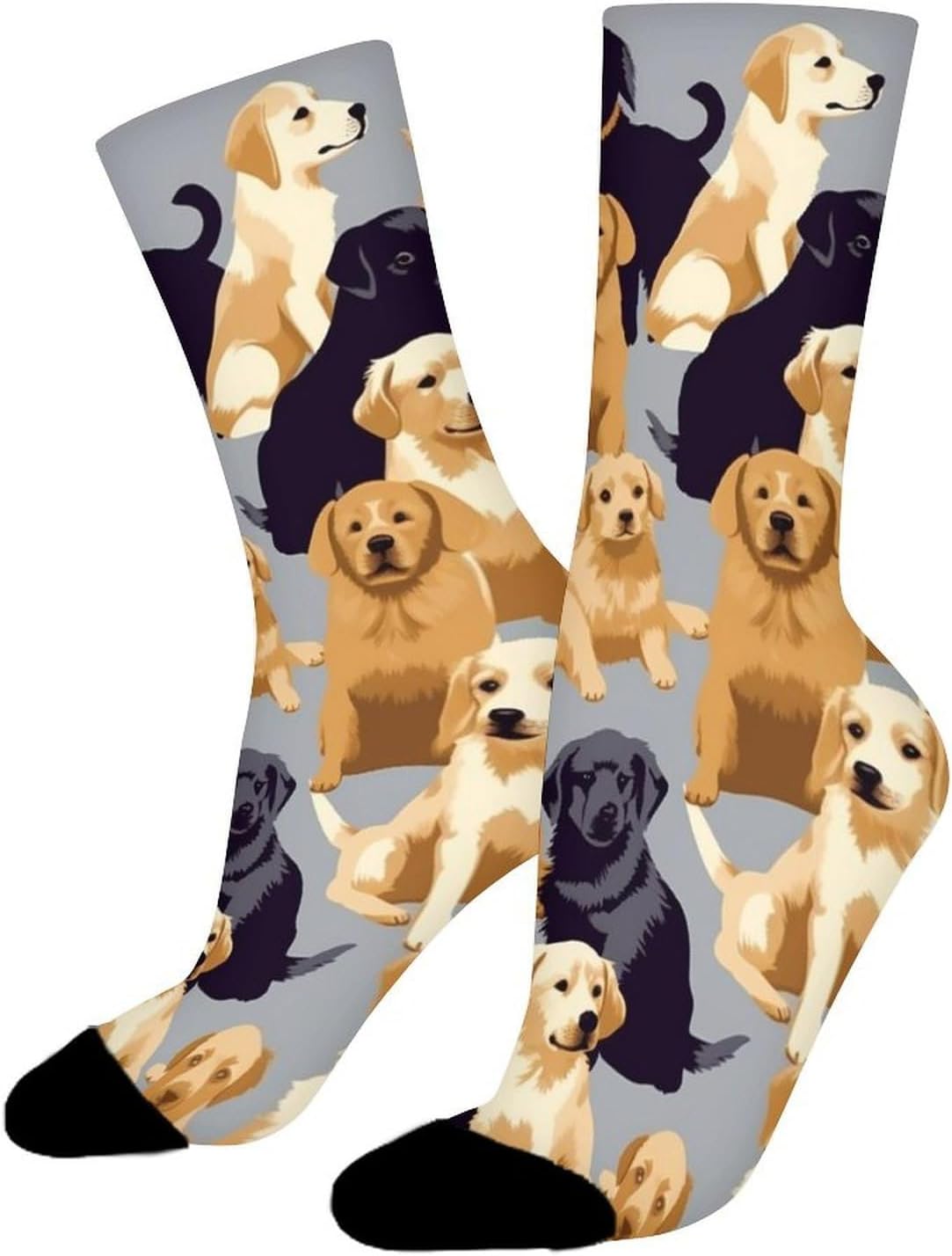 Breathable Sports Socks, Moisture Wicking, Lightweight Crew Socks | Dog Pattern Athletic Calf Socks for Women Men, Casual, Anti-Slip, Multifunctional Work Socks