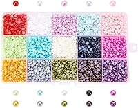 Vista 1 de Pandahall - 15 colores/caja de 0.157 in de perlas de media perla de acrílico con parte trasera plana, cabujones de perlas redondas, alrededor
