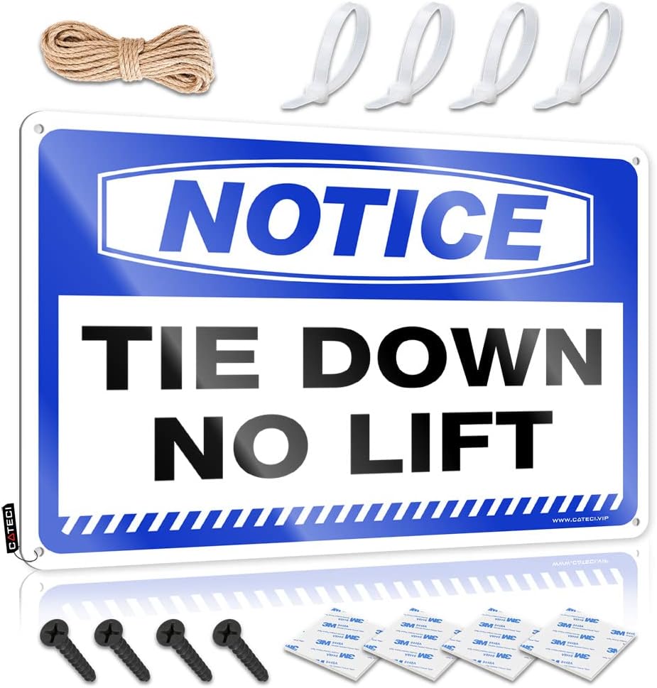 Gaming Metal Tin Decor Notice Tie Down No Lift Tin Sign Vintage Coffee Sign Funny Poster Sign(20X30CM)
