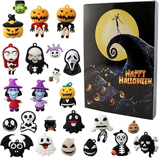 Halloween Advent Calendar,Horror Figures Before The Nightmare of Christmas Advent Calendar Ornment,24 Days Halloween Calendar Countdown Scary Halloween Doll Collectible Figures Gift