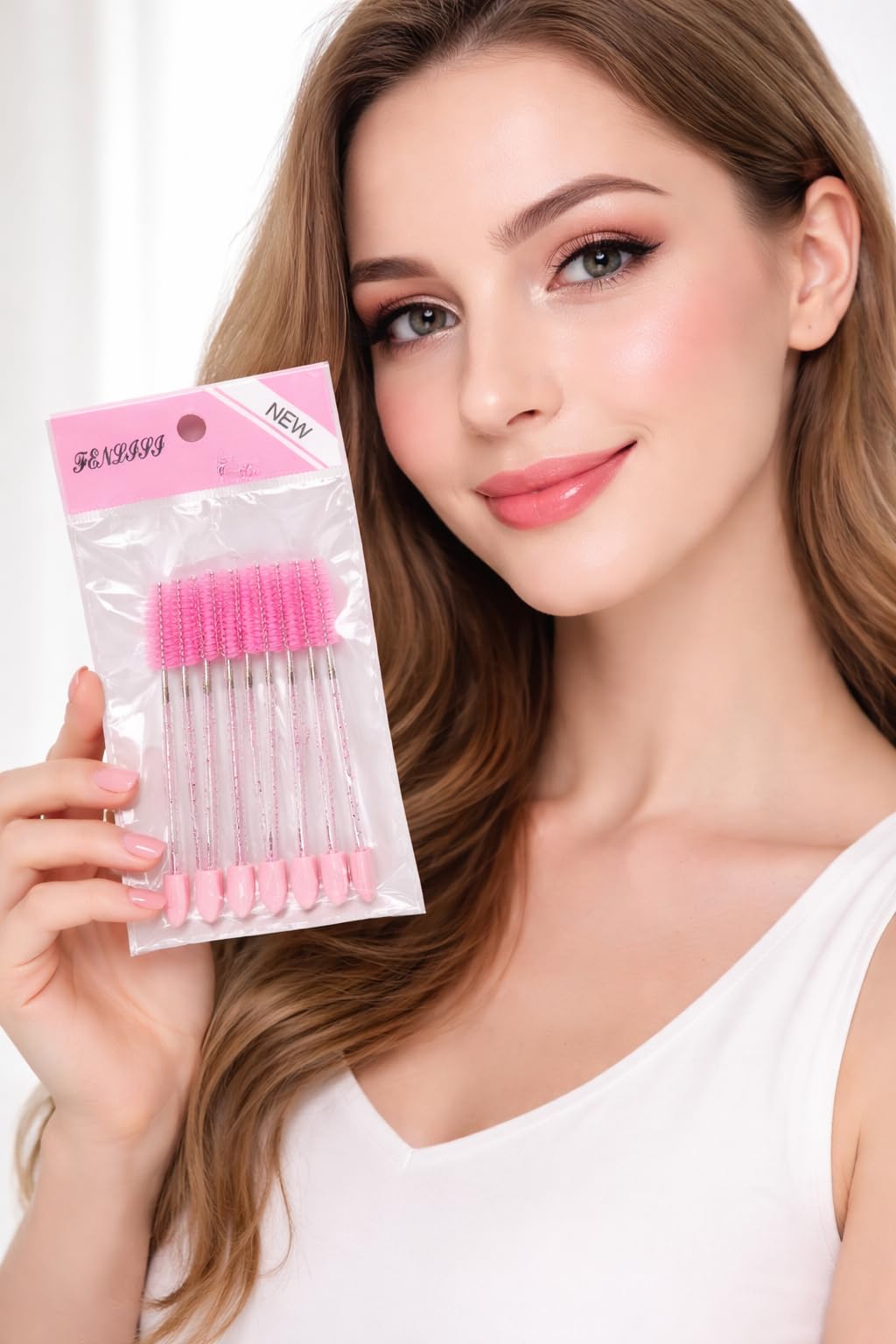 crystal stick eyelash brushes disposable mascara wands applicator lash scrub nylon makeup brush eyelashes extensions suppliescrystal glitter handle, nylon eyelash brush applicator for lash extensions, multicolour 8 count