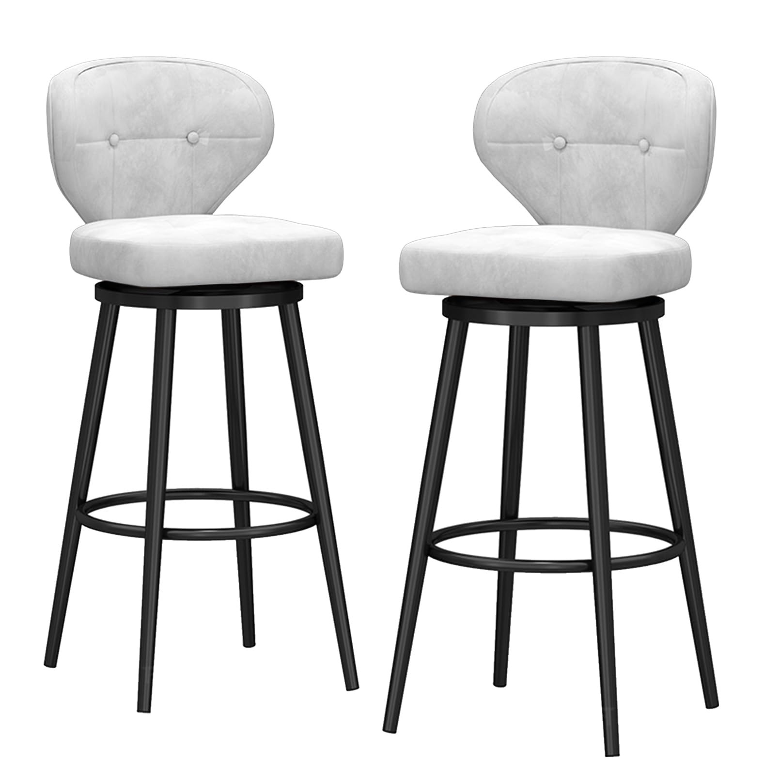 Tabourets de bar velours blanc pour îlot de cuisine moderne lot de 2 pivotants