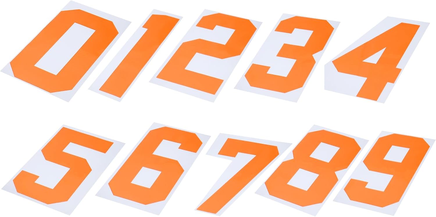 MECCANIXITY 10 Pcs Iron on Numbers, 8 Inch T Shirt Heat Transfer 0~9 Number Patches Iron on Numbers for Jersey Clothing Team Uniform Sports T Shirt Football Basketball Baseball (Orange)